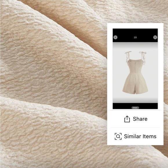 SHEIN Cream Textured Romper with Straps - Picture 3 of 3